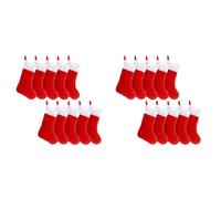 Jushenpoer 20PCS Feutre Rouge Bas de Noël Porte-Bas de Noël Chaussettes Maison Cheminée Cadeau de Rangement pour Les Vacances