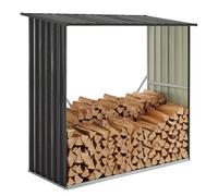 Juskys Abri à bois Enno extérieur - étagère en acier pour chauffage, rangement métal anthracite