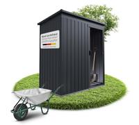 Juskys abri métallique S - Gris foncé, résistant aux intempéries avec Cadre de Fondation, Porte coulissante & verrouillable - pour Jardin & Stockage