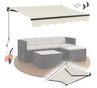 Juskys auvent 250 x 200 cm - ombrage terrasse et Balcon - banne avec manivelle et Support - Protection Solaire pour Balcon système articulé Beige