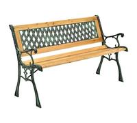 Juskys Banc de Jardin - Banc en Bois 2 Places avec accoudoirs & Dossier - Banc résistant aux intempéries 122x54x73 cm - éléments latéraux en Fonte- Naturel, Modèle Pise
