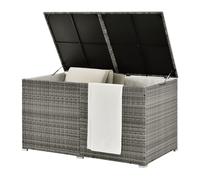 Juskys Boîte de rangement en polyrotin Ikaria - couvercle à relevage automatique & bâche intérieure - boîte coussin 145 x 82 x 79 cm pour jardin - gris chiné- Gris