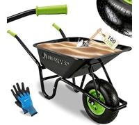 Juskys brouette Garden - Volume de 100 litres - 210 kg - pneus gonflables avec Jante en métal - Cuve galvanisée - brouette de Jardin - Noir
