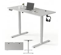 Juskys Bureau à Hauteur réglable de 140 x 60 cm - Bureau Assis/Debout à réglage électrique continu, Fonction mémoire - Blanc