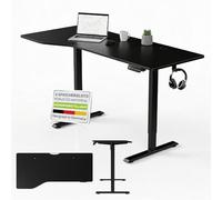 Juskys Bureau à Hauteur réglable de 160 x 75 cm - Bureau Assis/Debout à réglage électrique continu, Fonction mémoire - Noir