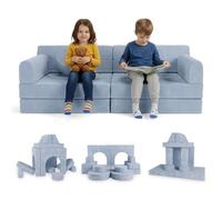 Juskys canapé pour Enfants Kayo - Velours côtelé modulable et Doux, canapé pour Chambre d’Enfant & Salle de Jeux, sûr, Flexible, Facile à Entretenir, avec Housses Amovibles - Bleu Clair