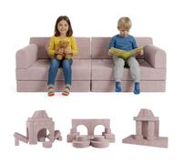 Juskys canapé pour Enfants Kayo - Velours côtelé modulable et Doux, canapé pour Chambre d’Enfant & Salle de Jeux, sûr, Flexible, Facile à Entretenir, avec Housses Amovibles - Rose