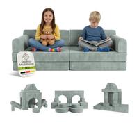 Juskys canapé pour Enfants Kayo - Velours côtelé modulable et Doux, canapé pour Chambre d’Enfant & Salle de Jeux, sûr, Flexible, Facile à Entretenir, avec Housses Amovibles - Vert Clair