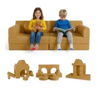 Juskys canapé pour Enfants Kayo - Velours côtelé modulable et Doux, canapé pour Chambre d’Enfant & Salle de Jeux, sûr, Flexible, Facile à Entretenir, avec Housses Amovibles - Jaune