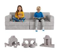 Juskys canapé pour Enfants Kayo - Velours côtelé modulable et Doux, canapé pour Chambre d’Enfant & Salle de Jeux, sûr, Flexible, Facile à Entretenir, avec Housses Amovibles - Gris Clair