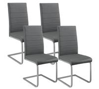 Juskys Chaise Cantilever Vegas (Lot de 4) - Chaise de Salle à Manger avec Structure en métal et revêtement en Similicuir - Chaise de Cuisine au Style Contemporain (Gris)