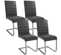 Juskys Chaise Cantilever Vegas (Lot de 4) piétement Luge - 4 chaises avec Dossier, en métal et Velours côtelé - Chaises Modernes pour la Salle à Manger, Le Salon et la Cuisine - Gris
