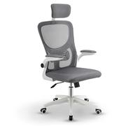Juskys Chaise de Bureau Baltimore - Design Ergonomique, Stuhl Respirant, réglable en Hauteur, Moderne, matériaux de Haute qualité - Gris