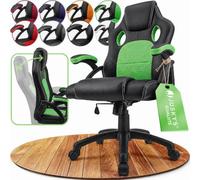 Juskys Chaise de Bureau Montreal Racing, accoudoirs rembourrés et Dossier Ergonomique, Chaise de Jeu pivotante pour Chaise de Bureau (Vert)