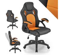 Juskys Chaise de Bureau Montreal Racing, accoudoirs rembourrés et Dossier Ergonomique, Chaise de Jeu pivotante pour Chaise de Bureau (Orange)