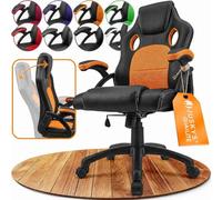 Juskys Chaise de Bureau Montreal Racing, accoudoirs rembourrés et Dossier Ergonomique, Chaise de Jeu pivotante pour Chaise de Bureau (Orange)