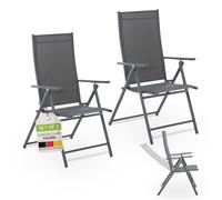 Juskys Chaise de Jardin Pliante - Lot de 2 - Dossier Réglable 7 Positions - Structure en Acier Thermolaqué