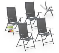 Juskys Chaises de Jardin Pliables - Lot de 4 - Dossier Réglable 7 Positions - Structure en Acier Thermolaqué