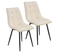 Juskys Chaises de Salle à Manger Blanca par 2 - chaises rembourrées en Velours - Chaise pour Salle à Manger, Cuisine et Salon - Modernes, supportent jusqu'à 120 kg Beige