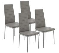 Juskys Chaises de Salle à Manger Loja par 4, Ensemble de chaises de Salle à Manger - chaises de Cuisine avec revêtement en Similicuir - Dossier Haut, Structure Robuste - Couleur Grise