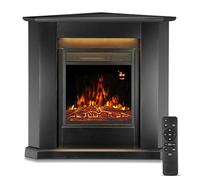 Juskys Cheminée électrique 1000/2000W avec Chauffage, Effet Flamme, télécommande, éclairage LED et minuterie - Cheminée électrique d'angle (Noir)(96x57x94cm)