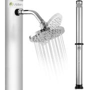 Juskys Douche Solaire exterieure Victoria 40 litres - jusqu'à 60 °C - Pommeau de Douche pivotant, Douche de Pied et raccord pour Tuyau d'arrosage - Douche de Jardin Douche Piscine exterieure