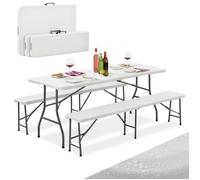 Juskys Ensemble de Table Pliante Exterieur avec 2X Banc de Brasserie - 3 pièces - 180 x 70 x 74 cm - résistant aux intempéries - Salon de Jardin Pliable pour Tente, Barnum, Camping, Pique Nique