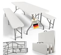 Juskys Ensemble de Table Pliante Exterieur avec 2X Banc de Brasserie - 3 pièces - 180 x 70 x 74 cm - résistant aux intempéries - Salon de Jardin Pliable pour Tente, Barnum, Camping, Pique Nique
