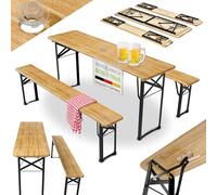 Juskys Ensemble pour Stand de Brasserie Bichl 3 pièces, Pliable 170x46x77 cm - Meubles de Jardin 2 bancs et 1 Table - Meubles pour Tente, Barnum, Camping