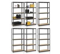 Juskys Étagère Charges Lourdes Basic, Lot de 4, 180 x 90 x 40 cm - 5 Niveau á 175 kg, Capacité 875 kg, Étagères de Rangement en Metal pour Garage et Cave - Gris