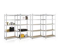Juskys Étagère Charges Lourdes Basic, Lot de 4, 180 x 90 x 40 cm - 5 Niveau á 175 kg, Capacité 875 kg, Étagères de Rangement en Metal pour Garage et Cave