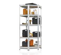 Juskys Étagère Charges Lourdes d'angle Corner Basic 180x70x 40-70 cm (HxLxP) | 875 kg | Étagère de Cave à 5 tablettes pour Garage, Cave et Atelier | Métal galvanisé (Argent)