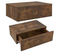 Juskys Étagère Murale Table de Chevet Suspendue Lot de 2 en Bois - 46 x 30 x 15 cm LPH - 1 Tiroir et Une Tablette - Montage Mural - Naturelle