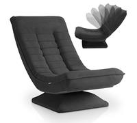 Juskys Fauteuil Relax Korsika - Ergonomique et pivotant à 360°, Pliable avec Rembourrage à 5 Couches - Fauteuil en Velours Confortable pour Salon - Gris