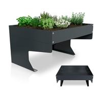 Juskys Garage pour robot de tonte avec bac à plantes, abri en acier galvanisé pour robot de tonte, protection contre le vent et les intempéries, anthracite