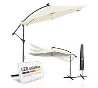 Juskys Parapluie feu tricolore Brésil Eclairage LED solaire & manivelle - Protection UV, déperlant, articulé - parasol marché parapluie/crème- crème, 350cm