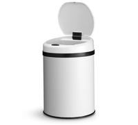 Juskys poubelle automatique avec capteur de 30 L - poubelle électrique, détecteur de mouvement, couvercle automatique, étanche, bague de serrage, cuisine - blanc