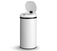 Juskys poubelle automatique avec capteur de 40 L - poubelle électrique, détecteur de mouvement, couvercle automatique, étanche, bague de serrage, cuisine - blanc