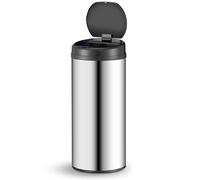 Juskys poubelle automatique avec capteur de 50 L - poubelle électrique, détecteur de mouvement, couvercle automatique, étanche, bague de serrage, cuisine - argenté