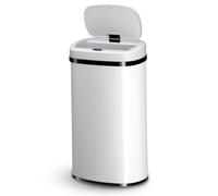 Juskys Poubelle automatique avec capteur de 60 L - poubelle électrique, détecteur de mouvement, couvercle automatique, étanche, rectangulaire, cuisine - blanc