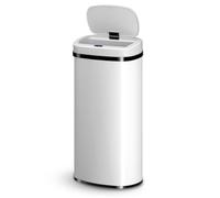 Juskys Poubelle automatique avec capteur de 70 L - poubelle électrique, détecteur de mouvement, couvercle automatique, étanche, rectangulaire, cuisine - blanc
