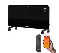 Juskys radiateur en verre 2000W - Noir, chauffage infrarouge mural ou sur pied, commande par application, écran LED, sécurité et télécommande