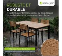 Juskys Rhodos Salon de Jardin Bois d’Acacia 5 Pièces Table + 4 Chaises avec Coussins Mobilier Extérieur Nature & Noir