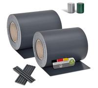 Juskys Rouleaux brise-vue en PVC pour clôtures à barreaux doubles - 2 rouleaux de 35 m, 60 clips de fixation - film anti-regards pour clôture protection visuelle protection contre le vent - anthracite