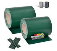 Juskys Rouleaux Brise-Vue en PVC pour clôtures à barreaux Doubles - 2 Rouleaux de 35 m, 60 Clips de Fixation - Film Anti-Regards pour clôture Protection visuelle Protection Contre Le Vent - Vert