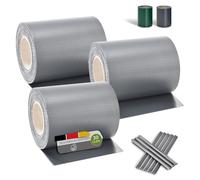 Juskys Rouleaux brise-vue en PVC pour clôtures à barreaux doubles - 3 rouleaux de 35 m, 90 clips de fixation - film anti-regards pour clôture protection visuelle protection contre le vent - gris clair