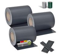 Juskys Rouleaux brise-vue en PVC pour clôtures à barreaux doubles - 3 rouleaux de 35 m, 90 clips de fixation - film anti-regards pour clôture protection visuelle protection contre le vent - anthracite