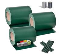 Juskys Rouleaux brise-vue en PVC pour clôtures à barreaux doubles - 3 rouleaux de 35 m, 90 clips de fixation - film anti-regards pour clôture protection visuelle protection contre le vent - vert