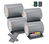 Juskys Rouleaux Brise-Vue en PVC pour clôtures à barreaux Doubles 4 Rouleaux de 35 m, 120 Clips de Fixation - Film Anti-Regards pour clôture Protection visuelle Protection Contre Le Vent - Gris Clair