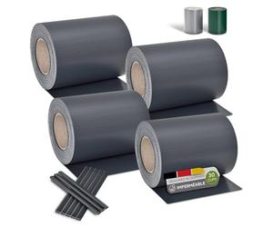 Juskys Rouleaux Brise-Vue en PVC pour clôtures à barreaux Doubles - 4 Rouleaux de 35 m, 120 Clips de Fixation - Film Anti-Regards pour clôture Protection visuelle - Anthracite